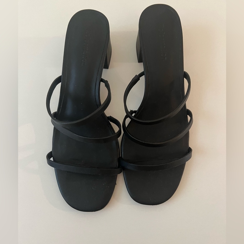 Reformation black strappy sandals, block heel, size 8